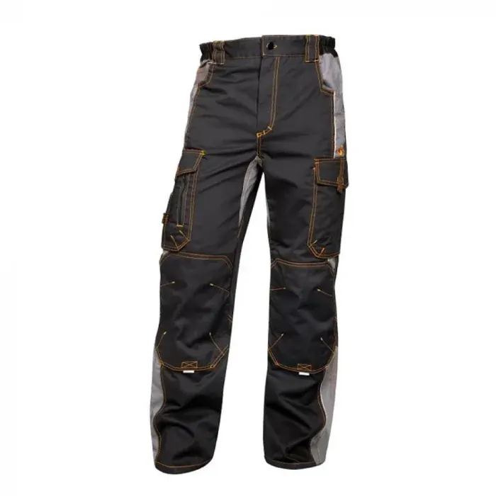 Pantaloni de lucru culoarea negru-gri standard, din bumbac și poliester, 260gr/mp, cu elemente reflectorizante, Ardon VISION, culoarea negru
