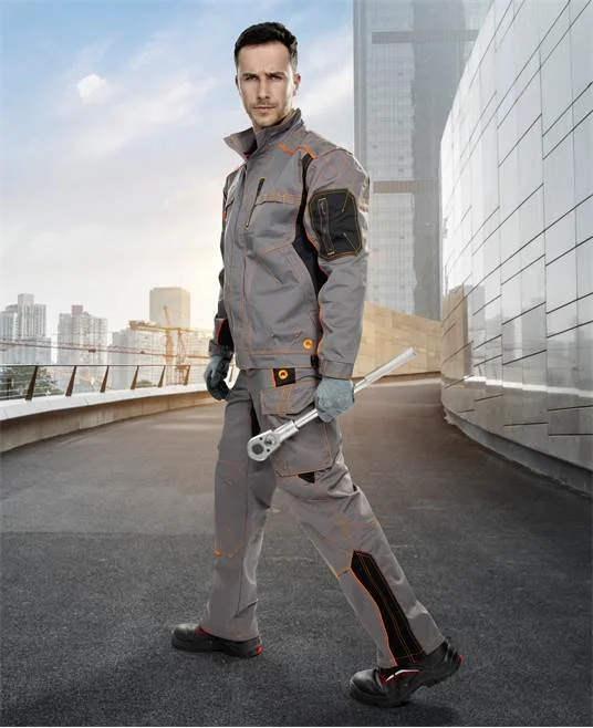 Set costum gri cu pantaloni de lucru cu pieptar, Ardon VISION