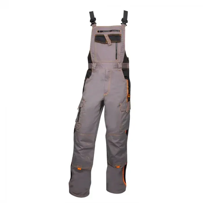 Pantaloni de lucru cu pieptar, din bumbac și poliester, 260g/mp, cu elemente reflectorizante, Ardon VISION, culoarea negru