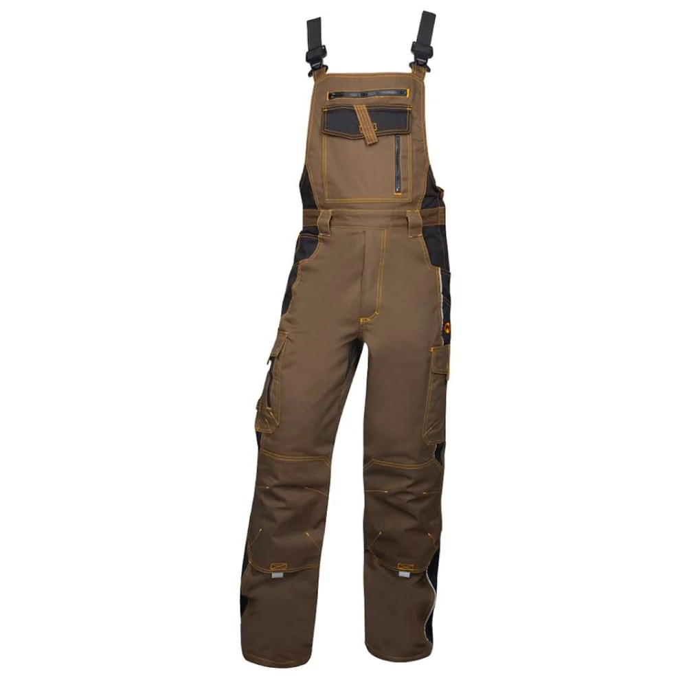 Set costum asfalt-negru cu pantaloni de lucru cu pieptar, Ardon VISION