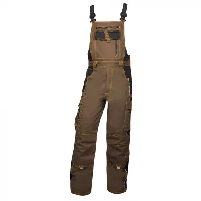 Pantaloni de lucru asfalt-negru cu pieptar, din bumbac și poliester, 260g/mp, cu elemente reflectorizante, Ardon VISION