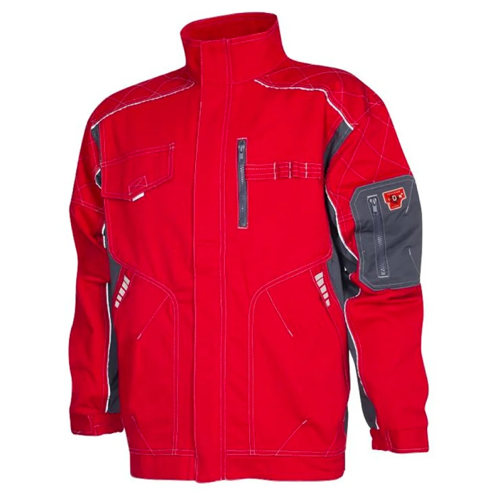 Set costum roșu cu pantaloni de lucru cu pieptar, Ardon VISION