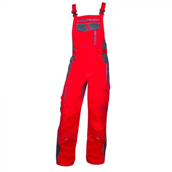 Pantaloni de lucru roșu-gri cu pieptar, Ardon VISION