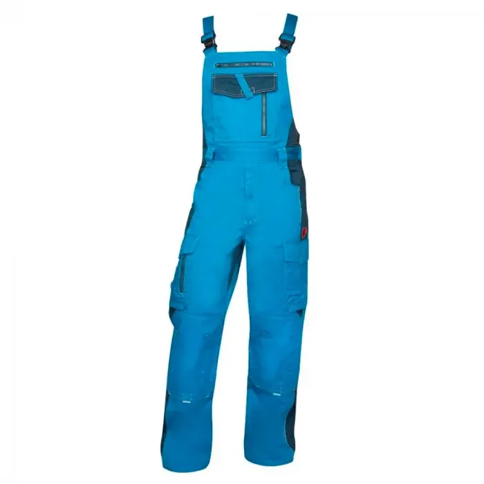 Pantaloni de lucru albaștri cu pieptar, din bumbac și poliester, 260g/mp, cu elemente reflectorizante, Ardon VISION, culoarea albastru