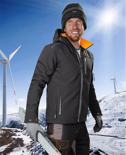 Jachetă de iarnă cu glugă neagră 100% poliester, culoarea negru, Ardon WINTER VISION