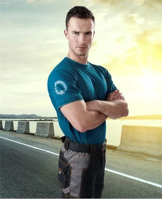 Tricou albastru barbati bumbac 100% cu mânecă scurtă, Ardon 4TECH