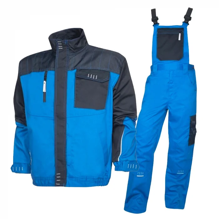 Set costum de lucru albastru-negru cu pantaloni cu pieptar, Ardon 4TECH
