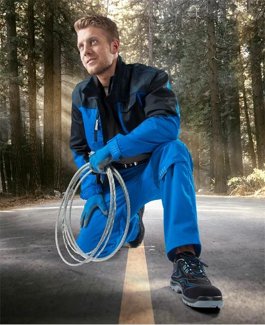 Set costum de lucru albastru-negru cu pantaloni cu pieptar, Ardon 4TECH