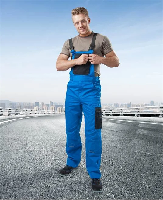 Pantaloni de lucru albaștri 65% poliester, culoarea albastru, cu pieptar, Ardon 4TECH