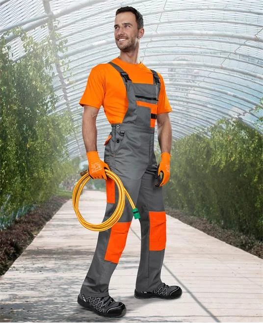 Costum de lucru gri-portocaliu cu pantaloni cu pieptar, Ardon 2STRONG