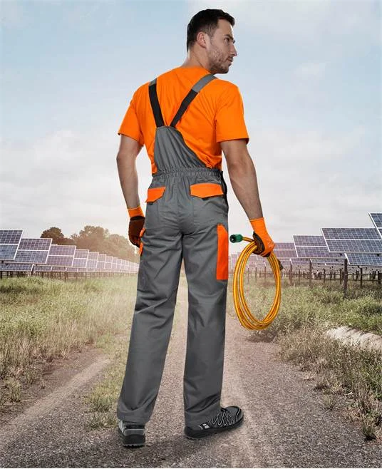 Costum de lucru gri-portocaliu cu pantaloni cu pieptar, Ardon 2STRONG