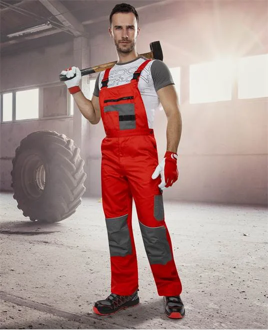 Pantaloni cu pieptar roșii 80% poliester, culoarea roșu, Ardon 2STRONG