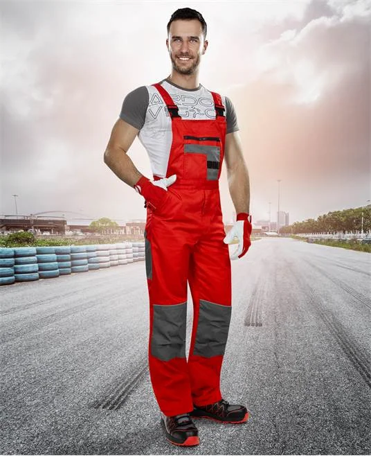 Pantaloni cu pieptar roșii 80% poliester, culoarea roșu, Ardon 2STRONG