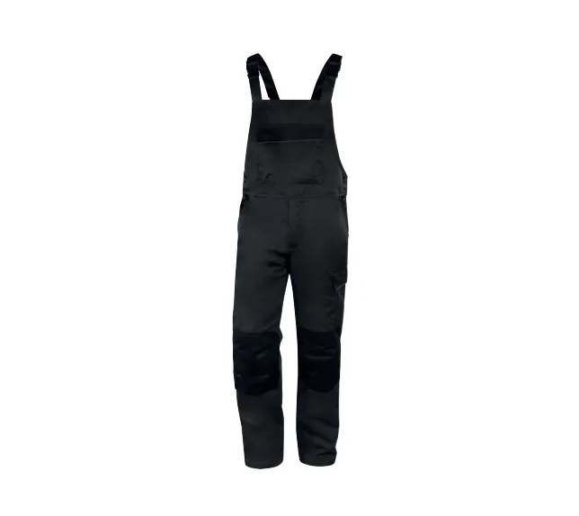 Pantaloni salopetă gri-închis din poliester și bumbac, 235 g/m², Delta Plus