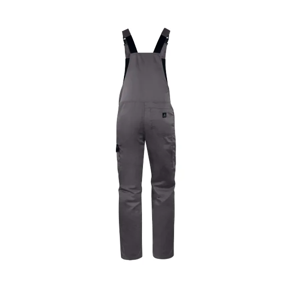 Pantaloni salopetă gri din poliester și bumbac, 235 g/m², Delta Plus