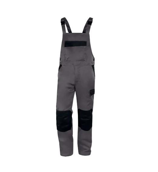 Pantaloni salopetă gri din poliester și bumbac, 235 g/m², Delta Plus