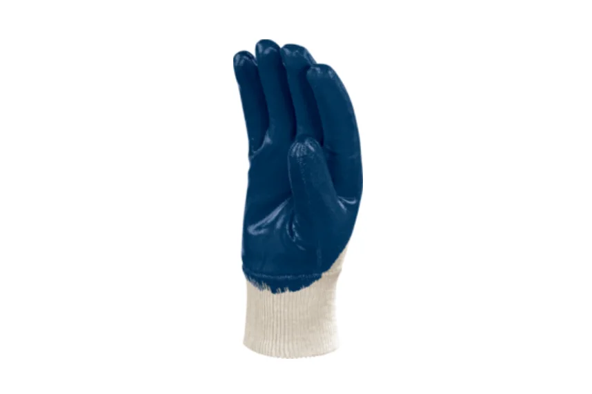 Mănuși protecție mecanică impermeabile cu nitril, culoarea albastru, NI150 Delta Plus