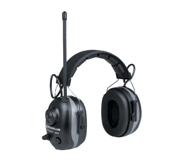 Căști de protectie fonică cu conexiune MP3, culoarea negru, Pit-Radio 3, Delta Plus