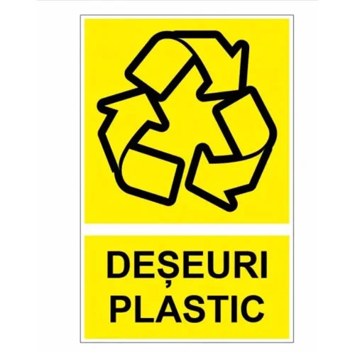 Semn indicator deseuri plastic, eticheta autocolant