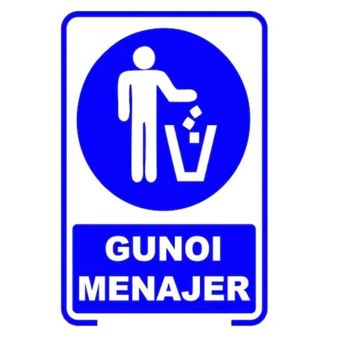 Semn indicator gunoi menajer, eticheta autocolant