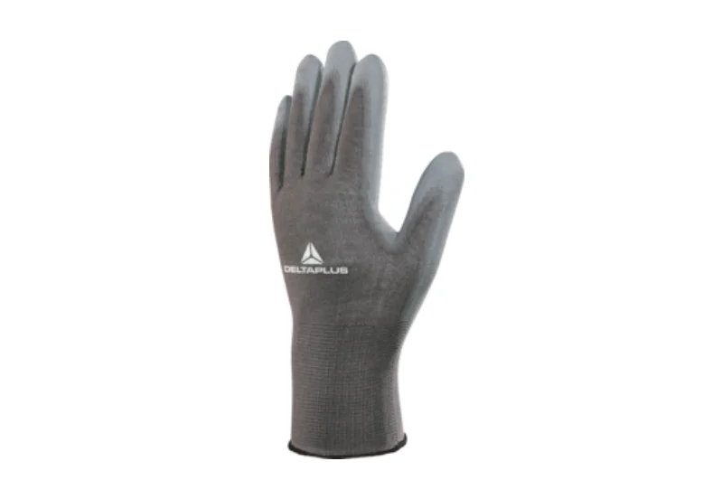 Manusi cu poliuretan in palma, culoarea gri, de protectie mecanica, VE702PGS Delta Plus