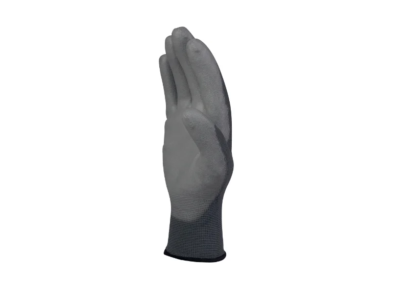 Manusi cu poliuretan in palma, culoarea gri, de protectie mecanica, VE702PGS Delta Plus
