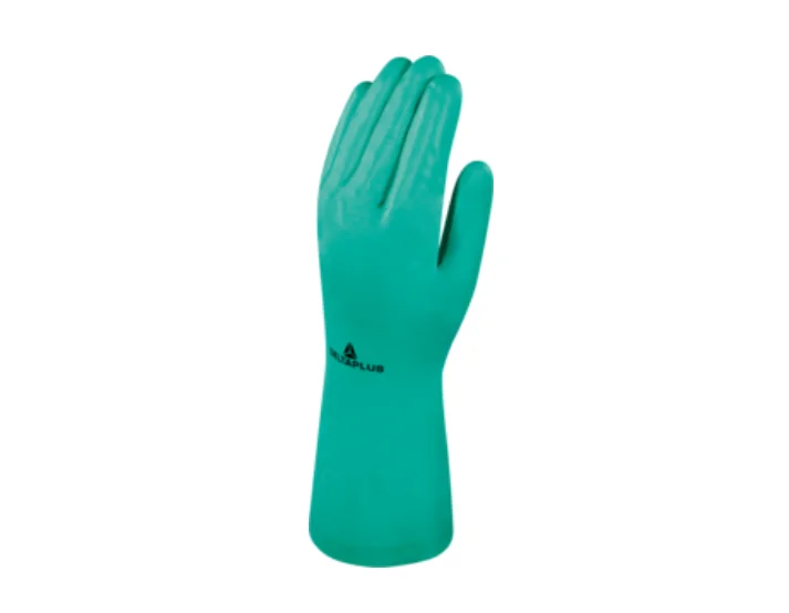 Mănuși de protecție chimică ce nu lasă urme, culoarea verde, NITREX VE801, Delta Plus