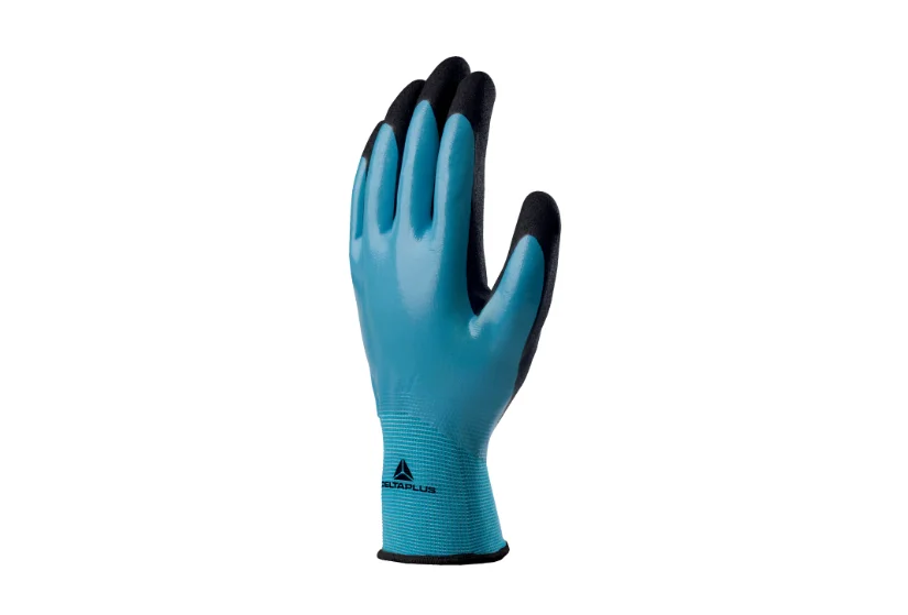 Manusi protectie cu nitril rezistente la apă, pentru medii uleioase, culoarea albastru - WET & DRY VV636BL